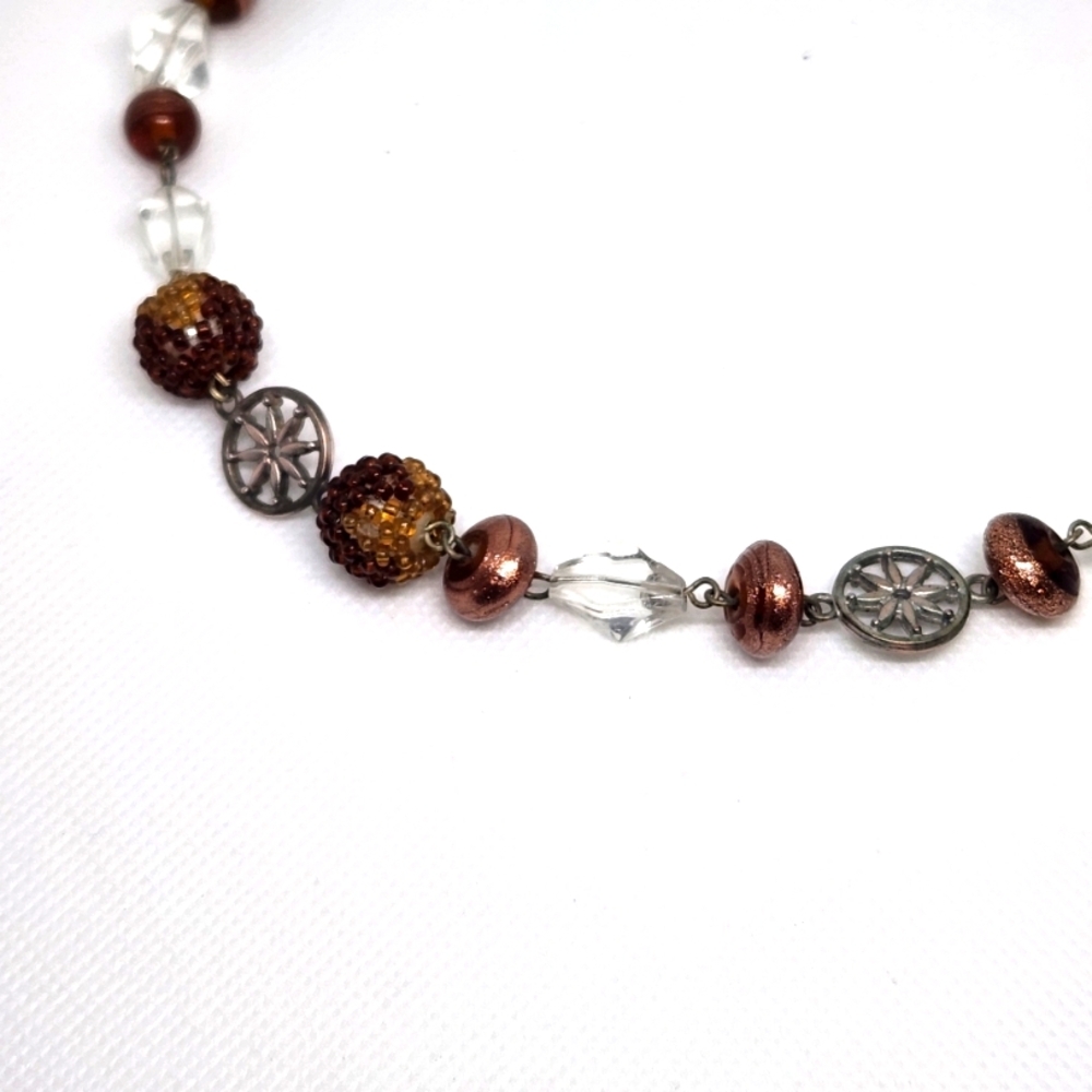 Elegant Brown and Clear Beaded Necklace - Picture 3 of 4